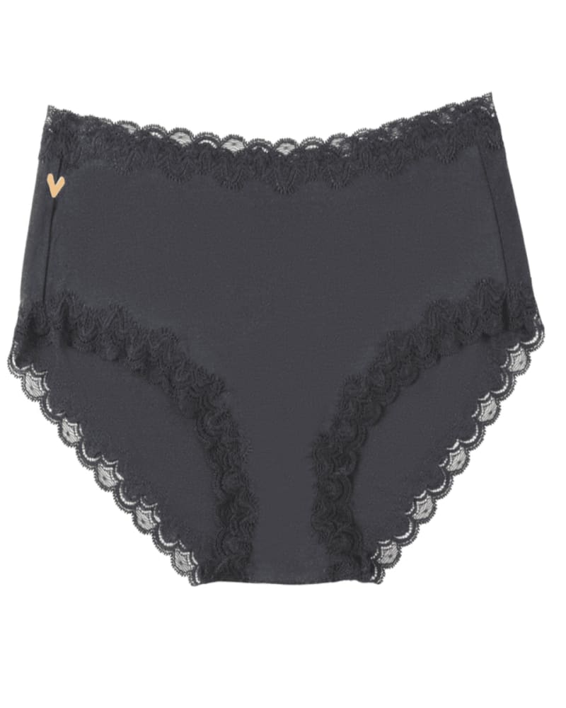 Front of a size 2XLarge Soft Silk Panties in Tap Shoe Black by Uwila Warrior. | dia_product_style_image_id:274352
